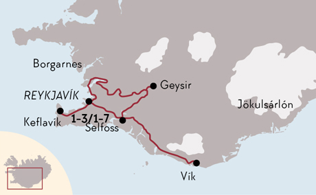 Karte Städtereise Reykjavik